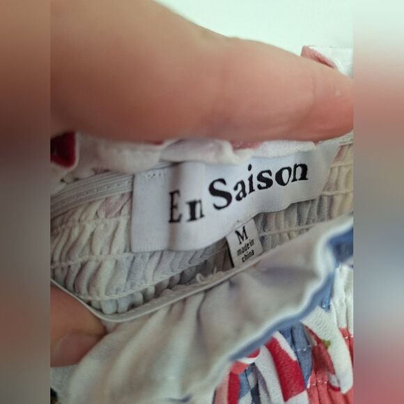 ❤️‍🔥BOGO FREE En Saison multicolor floral dress smocked white cottagecore - Picture 2 of 6